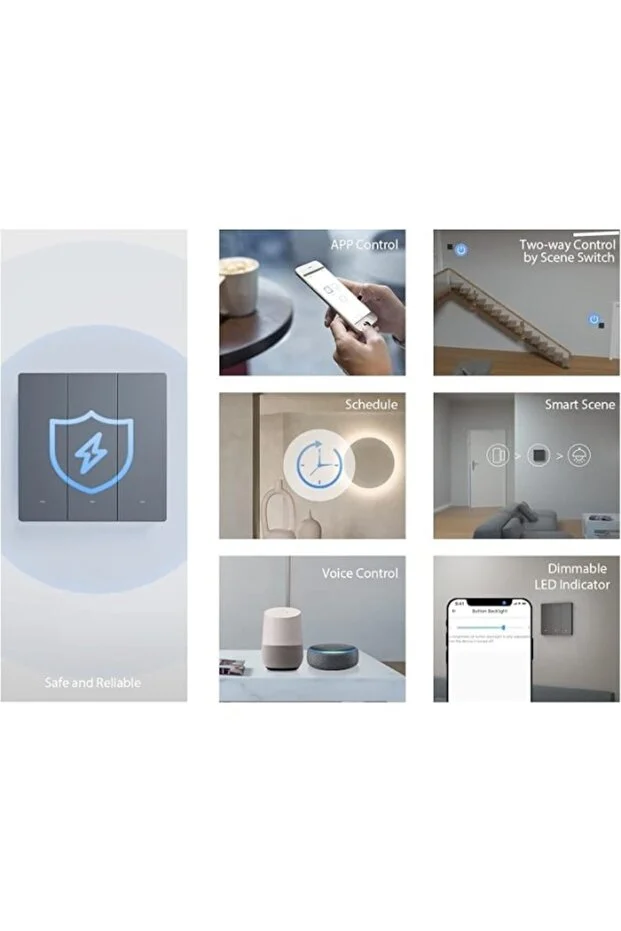 Sonoff M5-2C-86 Akıllı Duvar Anahtarı 2 Kanallı